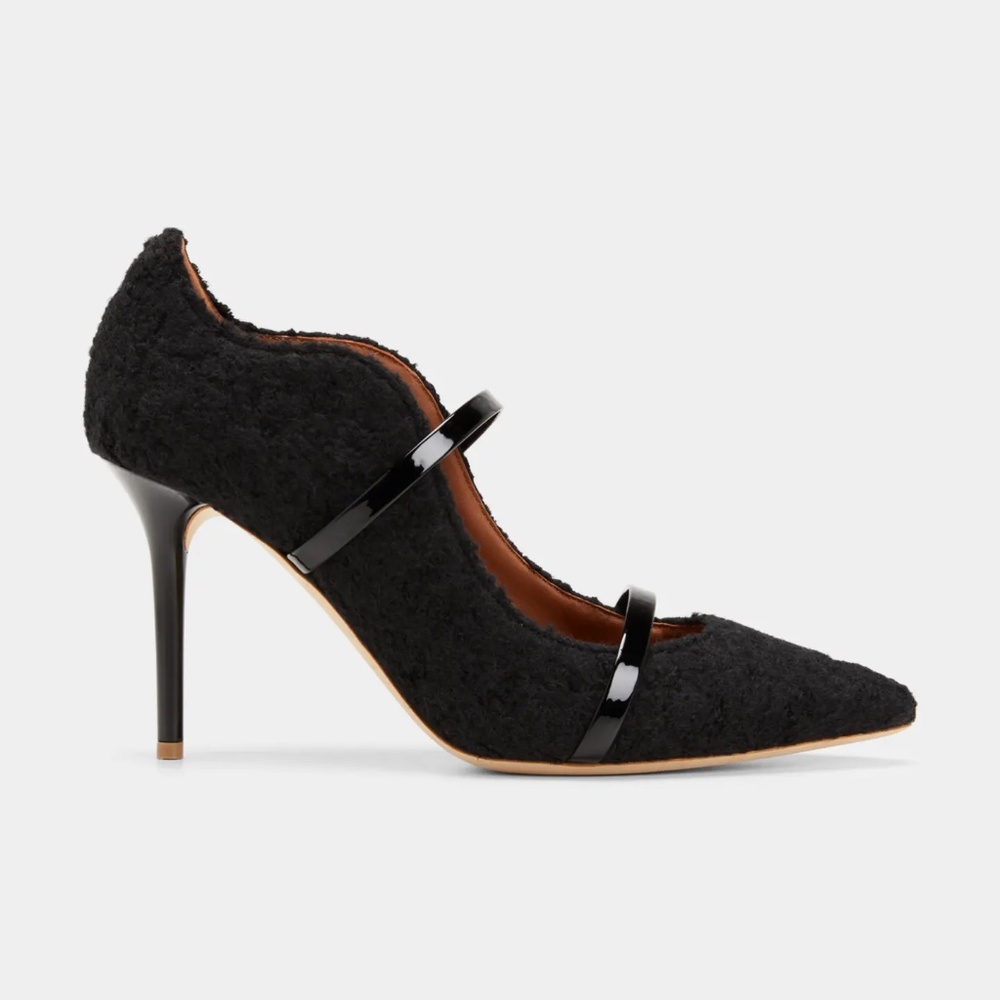 NIB Malone Souliers Tweed & Leather Black Pump